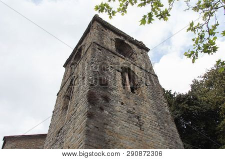 Italy, Montecatini Alto - April 25 2017: The View Of Bell Tower At The Ancient Fortress In Montecati