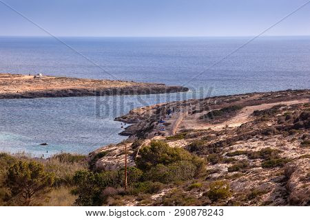View Of Lampedusa Beach In The Summer Season, Sicily