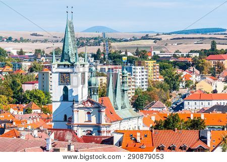 White Tower Of All Saints Church Near Main Peace Square, Litomerice, Czech Republic