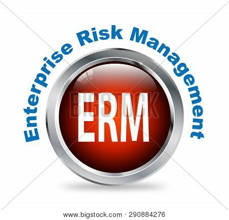 Illustration Of Shiny Round Glossy Button Of Enterprise Risk Management - Erm