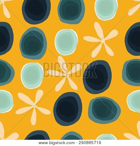 Organic Abstract Modern Yellow Green Teal Black Seameless Pattern.
