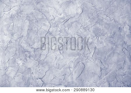 Greyish Lilac (blue) Background - Plastered Wall. Copy Space, For Text Or Isolated.