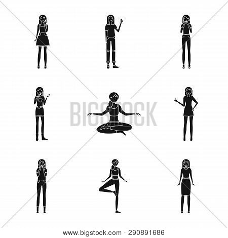 Isolated Object Of Emotions And Female Symbol. Collection Of Emotions And Body Stock Symbol For Web.