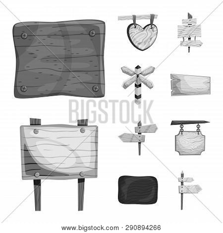 Vector Illustration Of Signboard  And Wood Logo. Set Of Signboard  And Tree   Stock Vector Illustrat