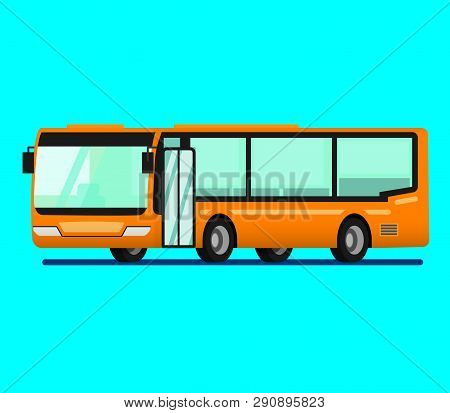 Bright Orange / Yellow Airport Transfer Bus / Coach / Vehicle With Cyan Background