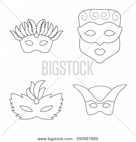 Vector Illustration Of Masquerade  And Mystery Logo. Set Of Masquerade  And Festival Vector Icon For