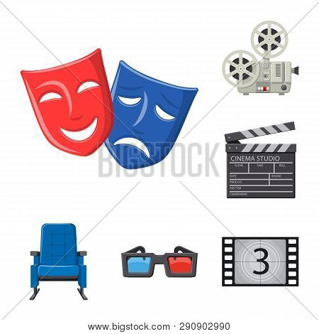 Vector Design Of Cinema  And Theater Logo. Set Of Cinema  And Entertainment Stock Symbol For Web.