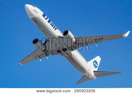 Moscow, Russia - March 20, 2019: Aircraft Boeing 737-8as(wl) Vq-bjf Of Utair Aviation Takes Off At V