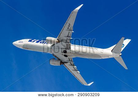 Moscow, Russia - March 20, 2019: Aircraft Boeing 737-8as(wl) Vq-bjf Of Utair Aviation Takes Off At V