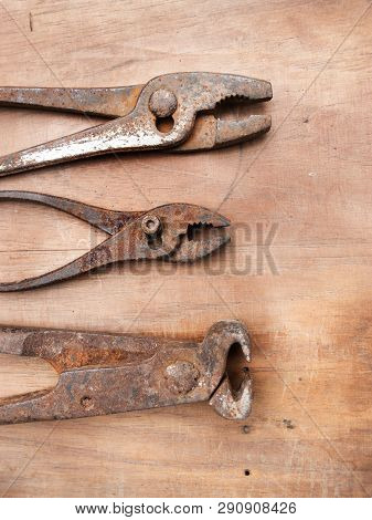 Old Pincer And Two Old Slip Joint Pliers