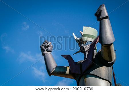 Tarragona, Spain. January 2012: Mazinger Z Statue Of 10 Meters That Was Installed In The Year 1979