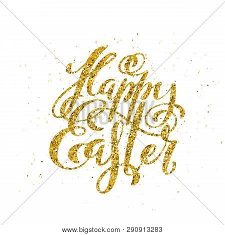 Happy Easter Banner With Handdrawn Calligraphy.template For Poster With Letttering. Vector.