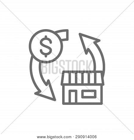 Real Estate Sales, Exchange Money For A House Line Icon.