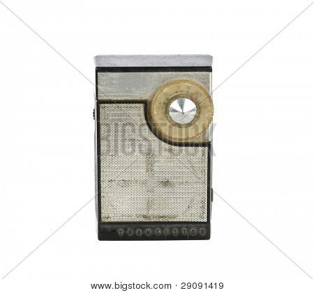 Vintage radio transistor isolata on white