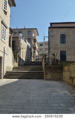 Beautiful Stairs Street Juan Novas Guillan Of Medieval Style In Pontevedra. Nature, Architecture, Hi