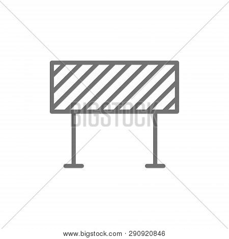 Road Barrier, Roadblock, Borderline Line Icon. Isolated On White Background