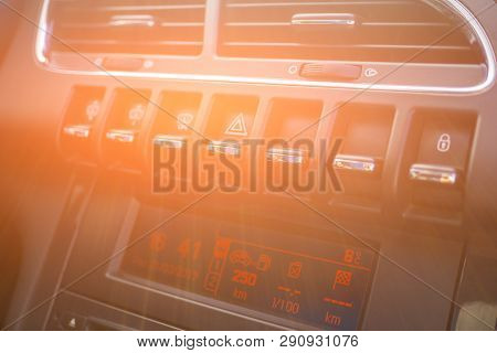 Car Conditioner. The Air Flow Inside The Car. Detail Interior. Air Ducts, Deflectors On The Car Pane