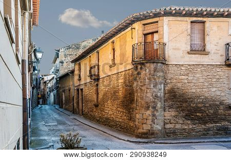 Traditional Street With Its Stone Houses In The Medieval City Of Olite. Navarre Spain
