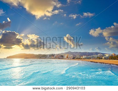 Oropesa de Mar beach La Concha playa sunset in Castellon of Spain