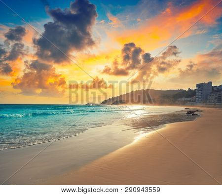 Oropesa de Mar beach La Concha playa sunset in Castellon of Spain