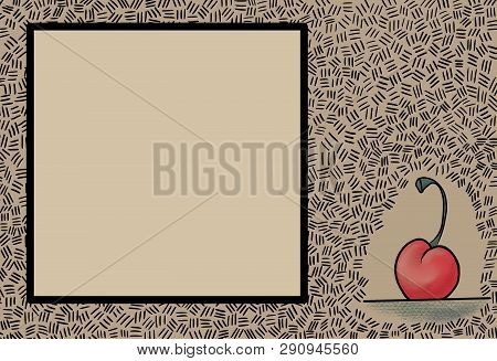 Raster Graphics Card With A Cherry, A Place For The Inscription