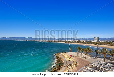 Salou Platja Capellans beach in Tarragona of Catalonia