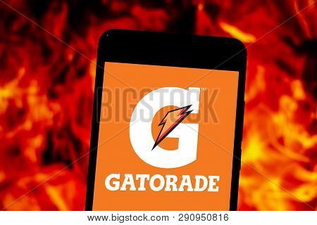 March 22, 2019, Brazil. Gatorade Logo On Your Mobile Device. Gatorade Is An Isotonic Beverage Brand,