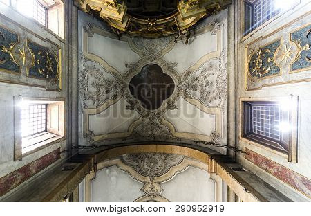 Lisbon - July 5, 2018: Painted Ceiling Of The Main Chapel Of The Church Of The Flamengas At The Conv