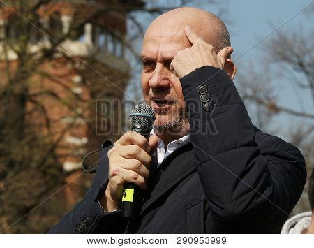 Bucharest, Romania - March 22, 2019: Bns Leader Dumitru Costin Take Part In A Protest Rally Organize