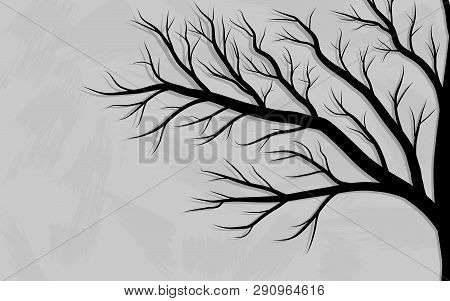 Dry Tree On White Background. Vector Illustration.