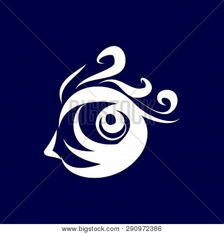Illustration Of Abstract Eye Icon. Isolated On Dark-blue Background. Sketch For Hipster T-shirt Desi