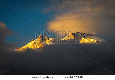 Dusk Light On The Nanga Parbat Peak In The Karakorum Mountains