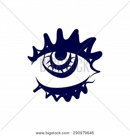 Illustration Of Abstract Human Eye Icon. Isolated On White Background. Sketch For Hipster T-shirt De