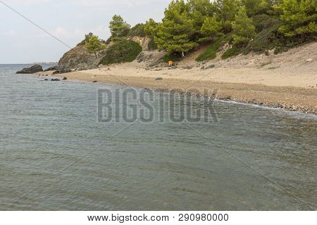 Seascape With Vatopedi Beach At Sithonia Peninsula, Chalkidiki, Central Macedonia, Greece