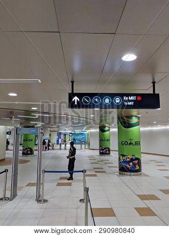 Jakarta, Indonesia - March 23, 2019: Underground Hallway Of Dukuh Atas Bni Mrt Station.
