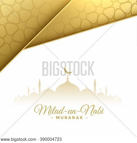Milad Un Nabi Lovely White And Gold Card Design
