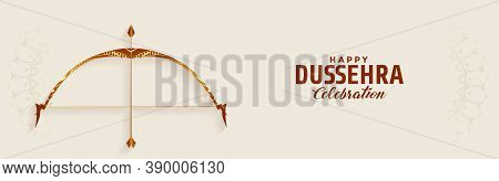 Happy Dussehra Festival Wide Banner With Bow And Arrow