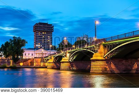 Ignatz-bubis Bridge Across The Main River In Frankfurt - Hesse, Germany