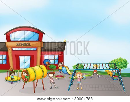 illustrazione di bambini gioco in una splendida natura