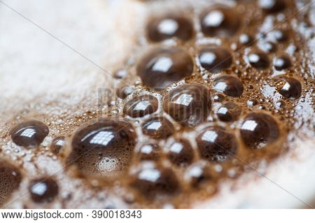 Beautiful White Coffee Foam With Big Bubbles