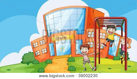 illustrazione di bambini gioco in una splendida natura