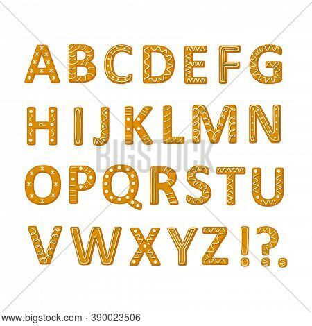 Gingerbread Cookies Alphabet Vector Illustration In A Flat Cartoon Style Isolated On White Backgroun