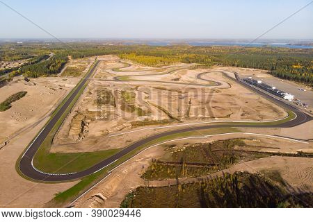 Aerial View Of The Race Track In Finland