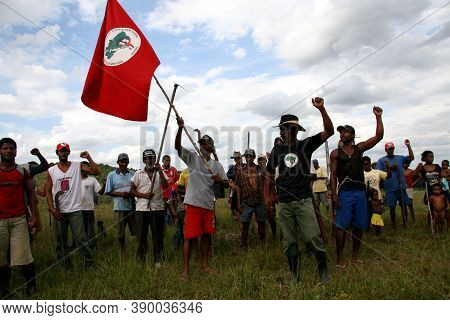Guaratinga, Bahia / Brazil - February 25, 2008: Member Of The Landless Movement - Mst - Are Seen Dur