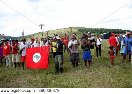 Guaratinga, Bahia / Brazil - February 25, 2008: Member Of The Landless Movement - Mst - Are Seen Dur