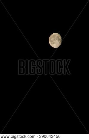 Warning Gibbous Phase Moon At Night In Arinaga.