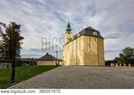 Historical Fulnek Castle - Chateaux Which Was Reconstructed Recently With A Courtyard Made From Cobb