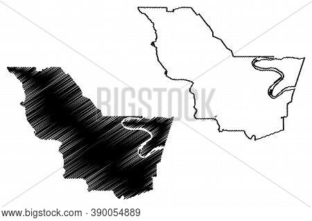 Iberville County, Louisiana (u.s. County, United States Of America, Usa, U.s., Us) Map Vector Illust
