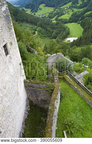 View From The Gallenstein Castle Old Wall To Green Mountain Valley. Municipality Of Sankt Gallen,  S