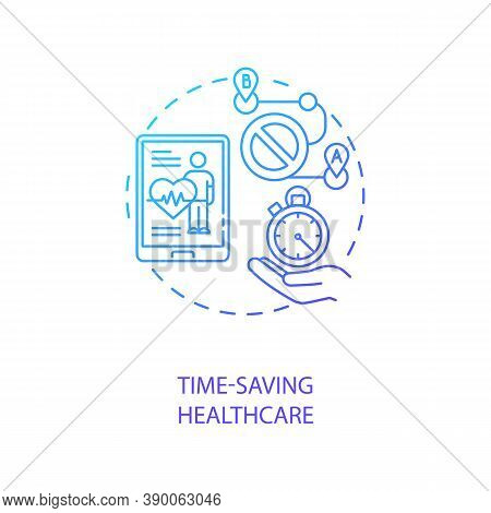 Time Saving Healthcare Concept Icon. Telemedical Remote Consultation. Emergency Doctor Access. Futur